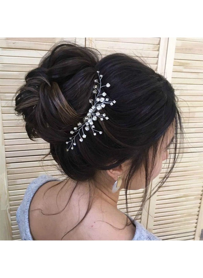HY Bride Wedding Hair Comb Crystal Hair Piece Silver Rhinestone Headpiece Bridal Hair Accessories for Women (Silver)  - Image 3