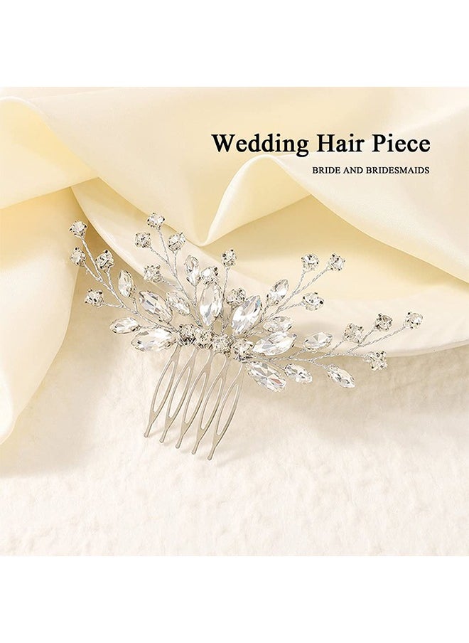 HY Bride Wedding Hair Comb Crystal Hair Piece Silver Rhinestone Headpiece Bridal Hair Accessories for Women (Silver)  - Image 4