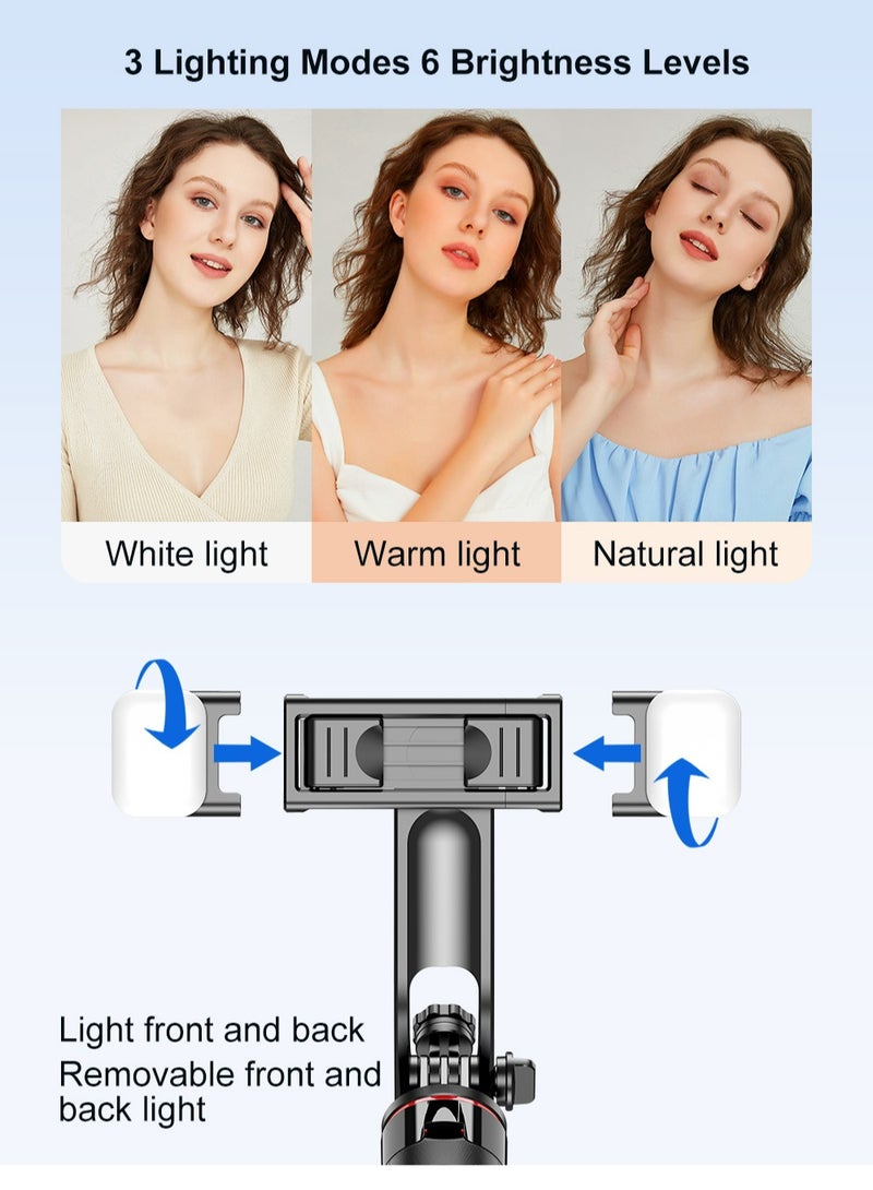 53‘’Selfie Stick Tripod with fill light, Extendable Aluminum Tripod with Rechargeable Bluetooth Remote, Compatible with iPhone and Android Smartphones, Perfect for Travel, Vlog, Video and Photo - Image 4