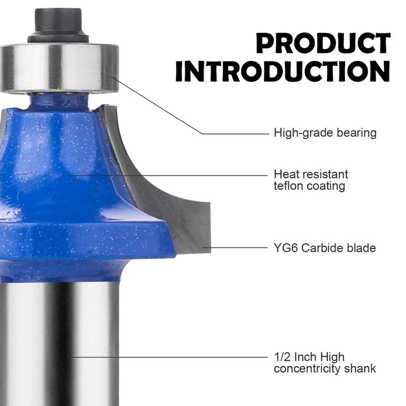 UTRUSTTO 1/2" Router Bit Set 24 Pieces, 1/2 Inch Shank Tungsten Carbide Router Bits, for Professional and Beginners Carpenter - Image 4