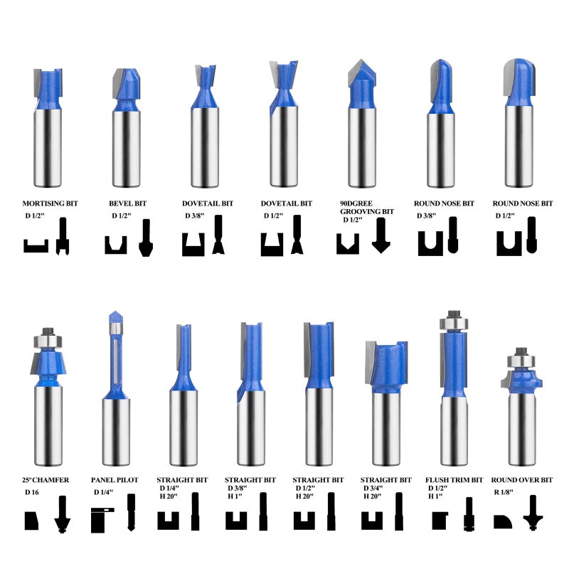 UTRUSTTO 1/2" Router Bit Set 24 Pieces, 1/2 Inch Shank Tungsten Carbide Router Bits, for Professional and Beginners Carpenter - Image 3