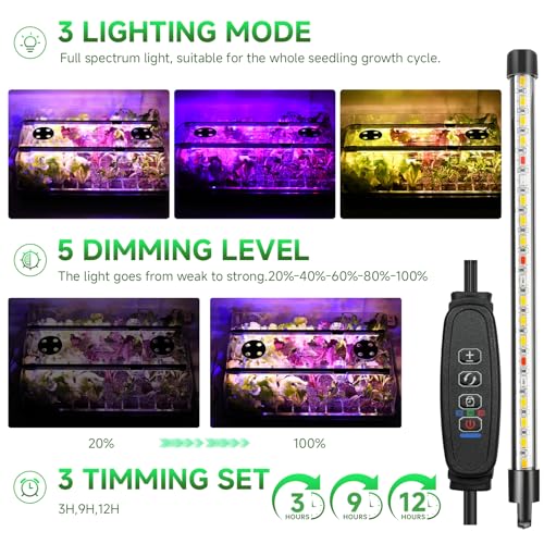 Adawook Self-Watering Seed Starter Tray with Grow Lights, 60 Cells Seed Starter Kit, Full Spectrum Grow Light for Seed Starting, Timing Set, Germination Tray Grow Kits with High Humidity Domes - Image 4