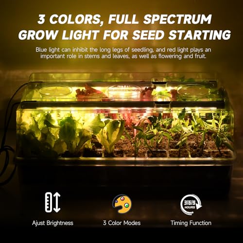 Adawook Self-Watering Seed Starter Tray with Grow Lights, 60 Cells Seed Starter Kit, Full Spectrum Grow Light for Seed Starting, Timing Set, Germination Tray Grow Kits with High Humidity Domes - Image 3