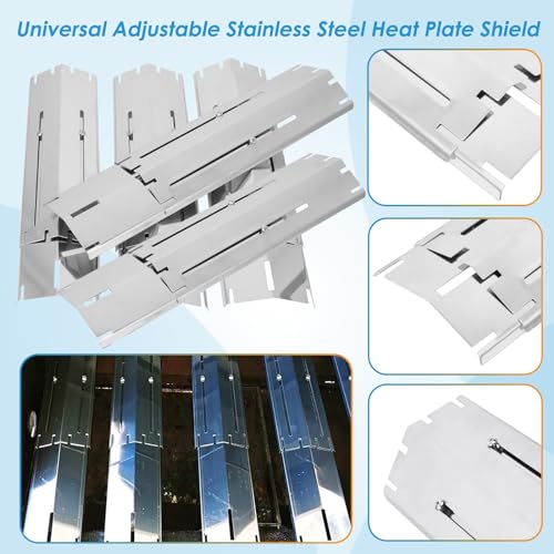 BBQration 5-Pack Universal Grill Heat Plates Extends from 11.75" up to 21" Adjustable Stainless Steel Heat Shield, Flavorizer Bar, Grill Heat Tent, Burner Cover, Flame Tamer for Gas Grill Parts - Image 2
