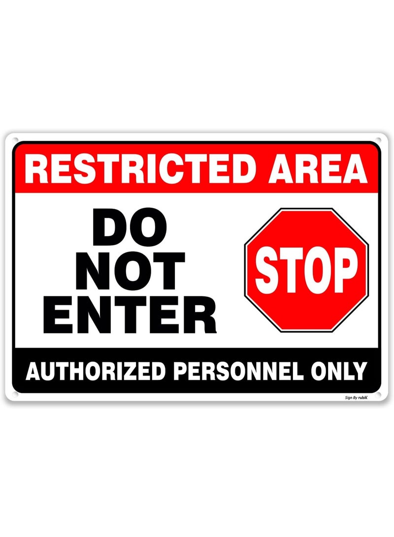 Rubik علامة منطقة محظورة من الأكريليك، ممنوع الدخول توقف، للأشخاص المصرح لهم فقط، علامة بلاستيكية عاكسة محمية من الأشعة فوق البنفسجية (الحجم، 10x7 بوصة) أحمر/أسود/أبيض (1 عبوة) - Image 1