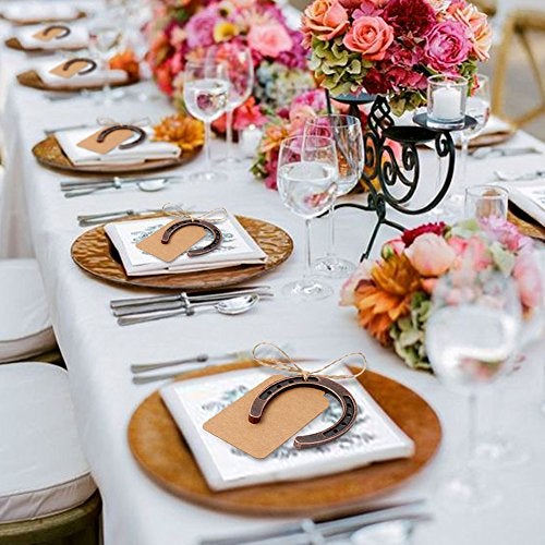 OurWarm 10pcs Good Lucky Horseshoe Wedding Favors with Kraft Tags Rustic Horseshoe Gifts for Vintage Wedding Party Decorations - Image 4