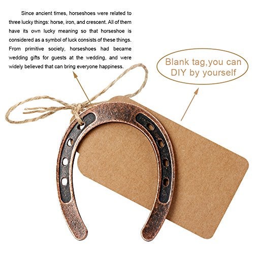 OurWarm 10pcs Good Lucky Horseshoe Wedding Favors with Kraft Tags Rustic Horseshoe Gifts for Vintage Wedding Party Decorations - Image 2
