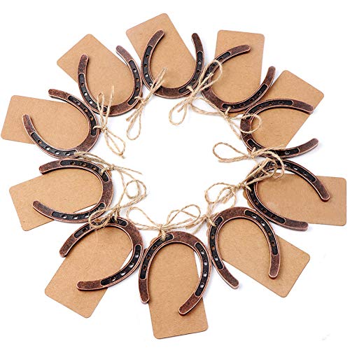 OurWarm 10pcs Good Lucky Horseshoe Wedding Favors with Kraft Tags Rustic Horseshoe Gifts for Vintage Wedding Party Decorations - Image 1