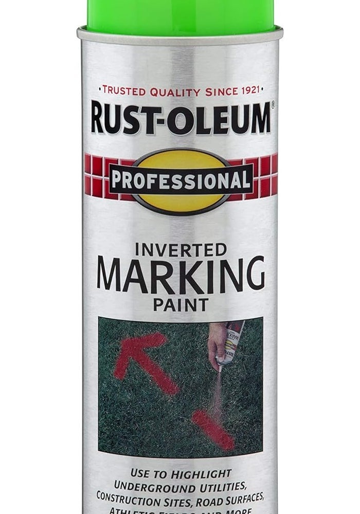 Rust-Oleum Professional Inverted Marking Spray Paint, 15 oz, Fluorescent Green - Image 1