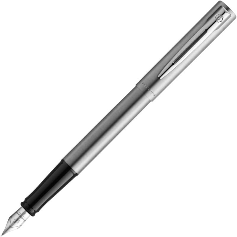Waterman Graduate Chrome Fountain Pen with Fine Nib and Blue Ink - Image 1