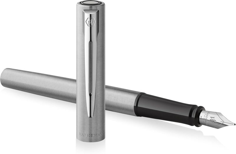 Waterman Graduate Chrome Fountain Pen with Fine Nib and Blue Ink - Image 4