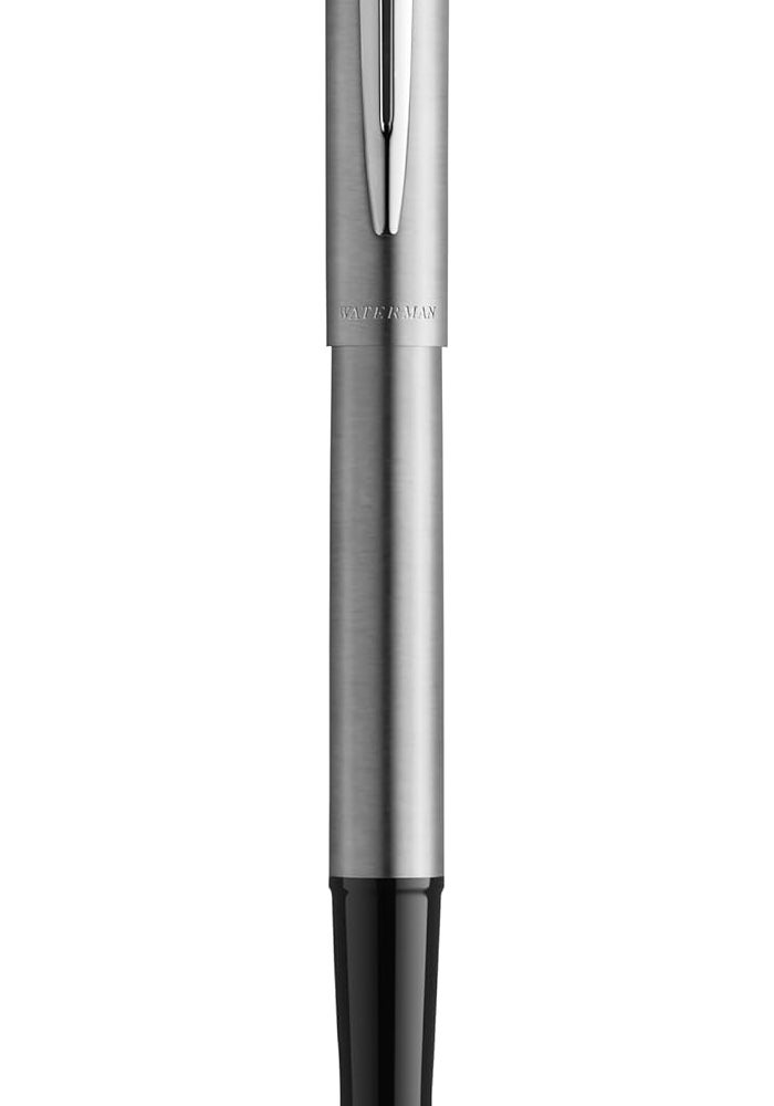 Waterman Graduate Chrome Fountain Pen with Fine Nib and Blue Ink - Image 2