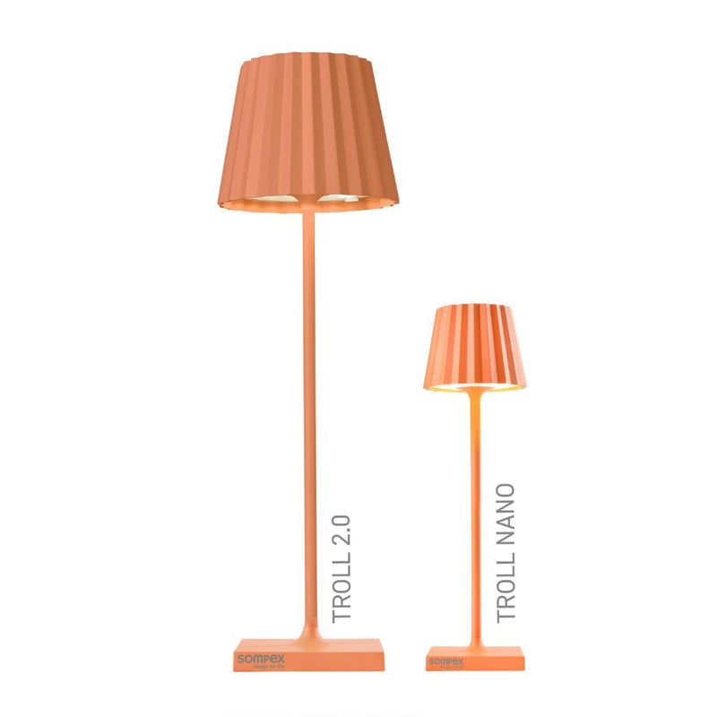 Sompex Troll Nano Table Lamp (Matte finish) | Indoor & Outdoor | 2 light colours | Stepless touch dimmer | 1.6W LED Battery Operated | Aluminium | 54 (splash and dust proof) 10 x 21 cm - Organge - Image 3