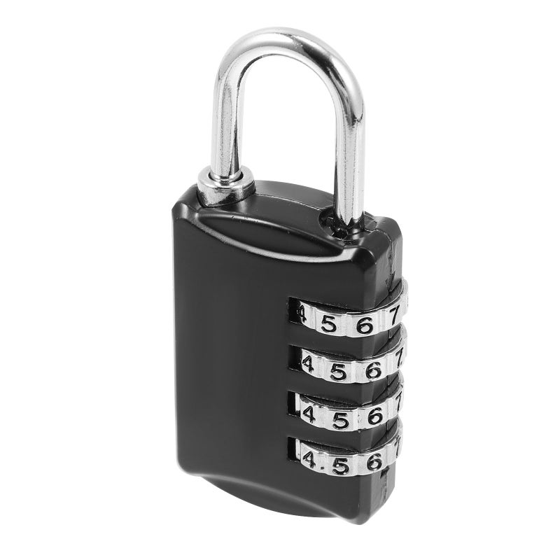 4 Digit Combination Padlock For Locker Metal Password Lock Black For Gym School Travel - Image 2