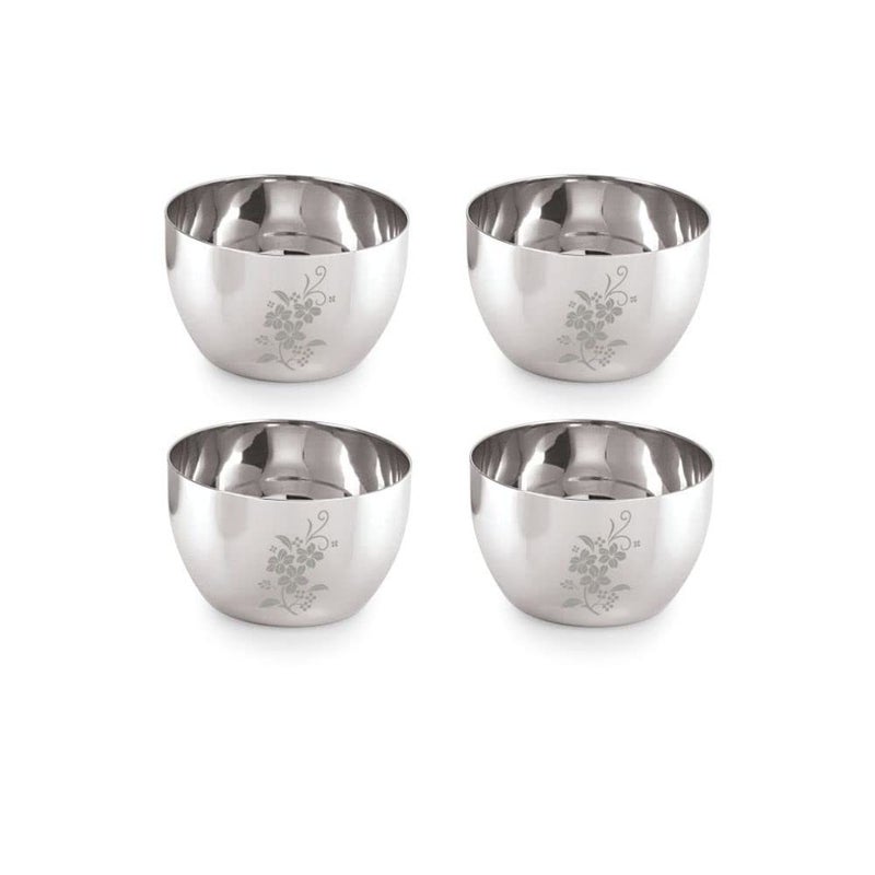 Neelam Stainless Steel Bowl 55 Inch 18 Gauge Lazer Etching JK Vati 300 ml Capacity Set of 4 Durable Stylish for Everyday Use Ideal for Serving Snacks Desserts Ease to Clean Maintain - Image 2