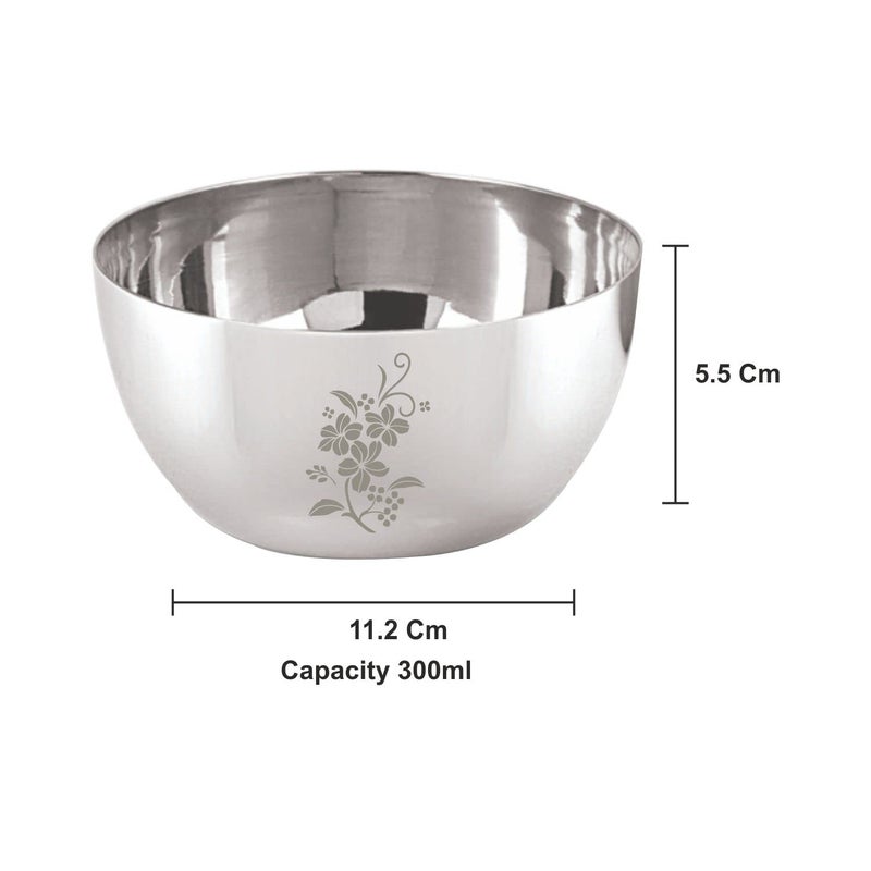 Neelam Stainless Steel Bowl 55 Inch 18 Gauge Lazer Etching JK Vati 300 ml Capacity Set of 4 Durable Stylish for Everyday Use Ideal for Serving Snacks Desserts Ease to Clean Maintain - Image 5
