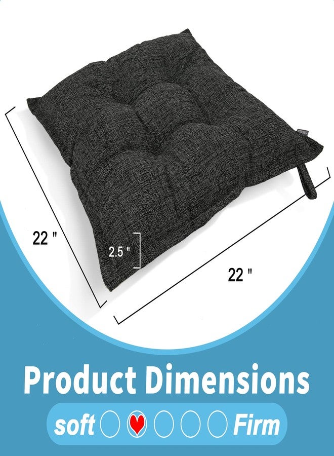 SINOSSO Linen Floor Cushion, Large 22" Square Non-Slip Pillow for Sitting, Washable Yoga Floor Seating Cushion, Black, 1 PCS - Image 2
