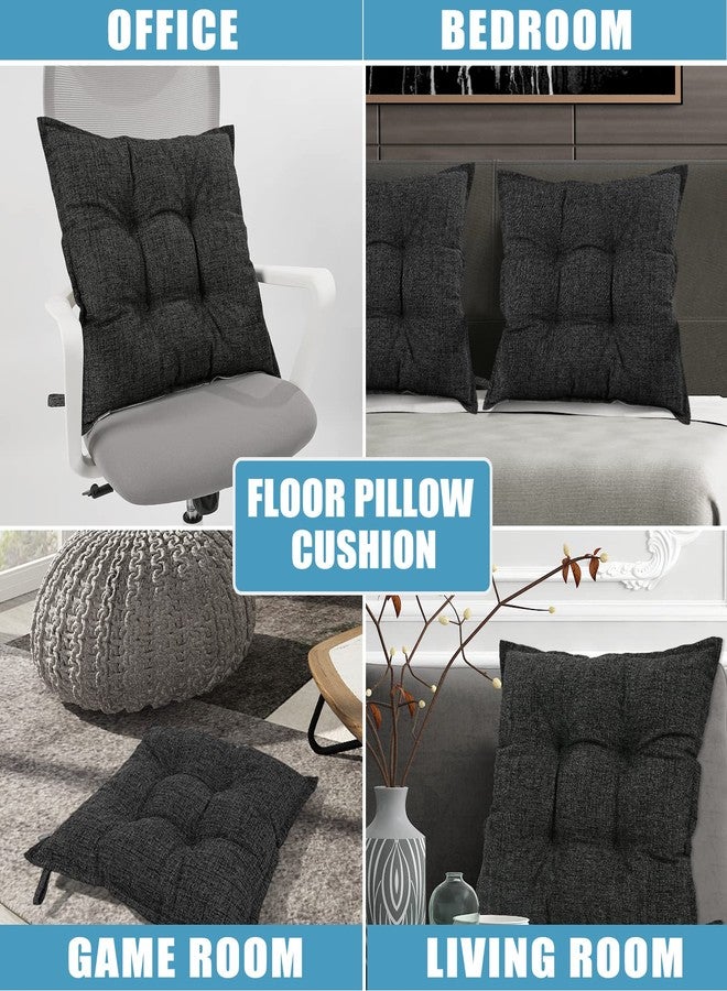 SINOSSO Linen Floor Cushion, Large 22" Square Non-Slip Pillow for Sitting, Washable Yoga Floor Seating Cushion, Black, 1 PCS - Image 3