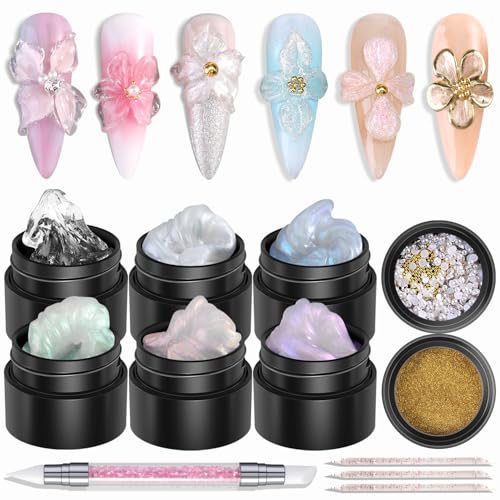 Furtherpretty Solid Builder Gel For Nails Aurora Blue Pink Green Clear NonSticky Hand Sculpting Gel For Nail Art With Silicone Carving Pen Chrome Nail Powder Professional Nail Salon Supplies - Image 1