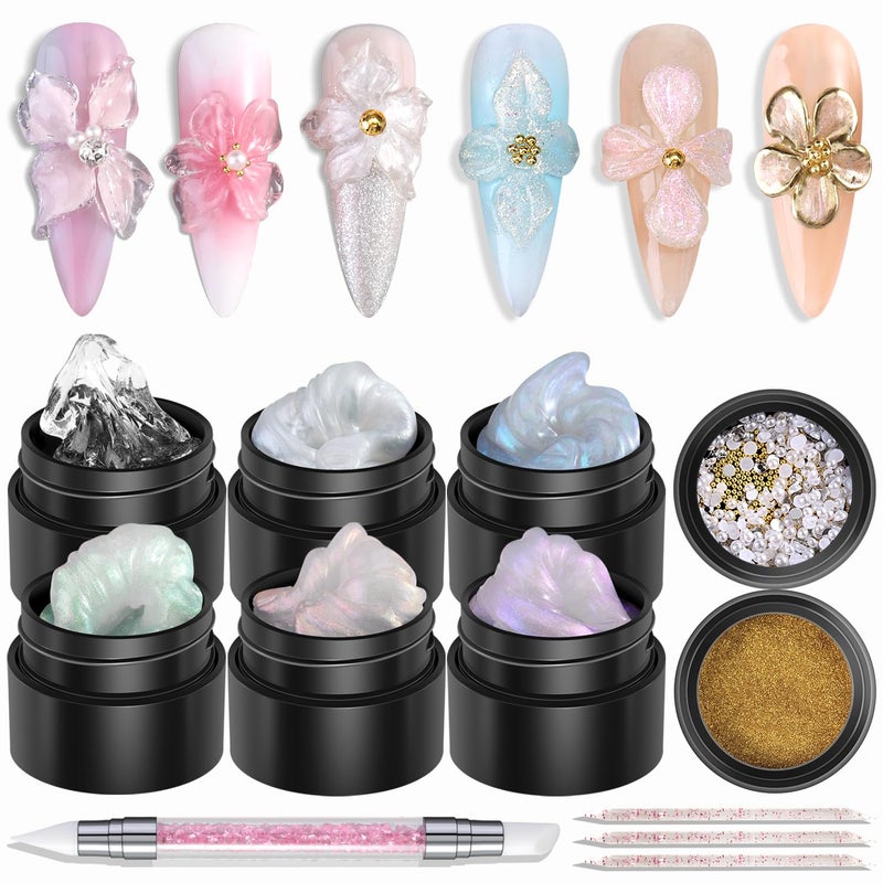 Furtherpretty Solid Builder Gel For Nails Aurora Blue Pink Green Clear NonSticky Hand Sculpting Gel For Nail Art With Silicone Carving Pen Chrome Nail Powder Professional Nail Salon Supplies - Image 2