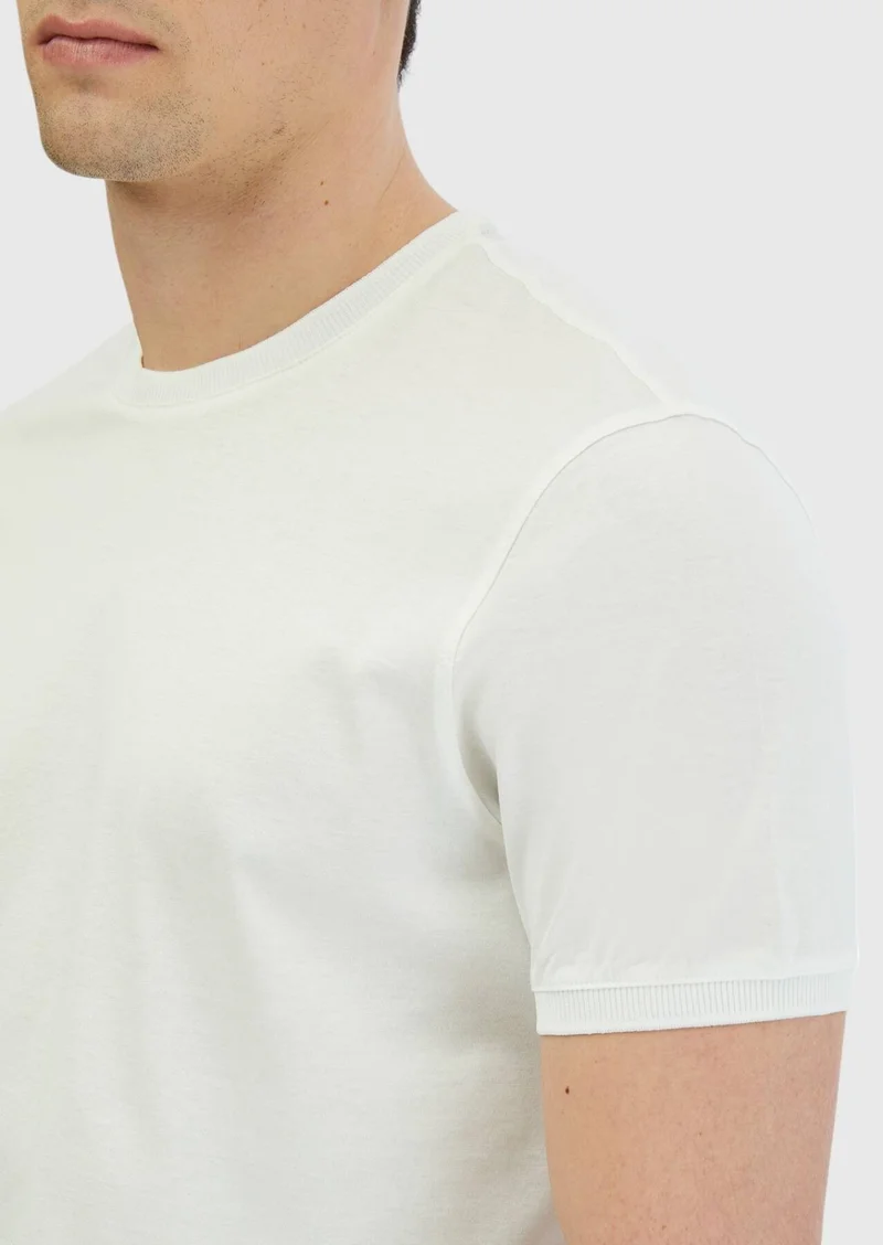 RAMSEY White Plain Crew Neck 100% Cotton T-Shirt
