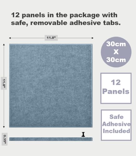 DECORITA Blue Felt Bulletin Board 47"x35" | Felt Wall Tiles (12-Pack) | Large Cork Pin Board Alternative for Office, Home & Classroom | Blue Classroom Decor Office Supplies | Gray Blue - Image 3