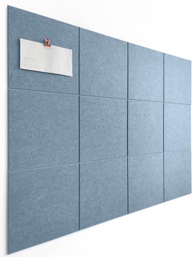 DECORITA Blue Felt Bulletin Board 47"x35" | Felt Wall Tiles (12-Pack) | Large Cork Pin Board Alternative for Office, Home & Classroom | Blue Classroom Decor Office Supplies | Gray Blue - Image 1