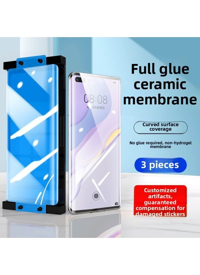 Generic - For HuaweiNova7pro Mobile Phone Film Nove7por Tempered Ceramic Film Nvoe7se5g Navo Nova N-Color:Upgraded Ceramic Membrane Black Edge Explosion Proof♦Super Clear 2 Pieces Of Artifact-Dimensions:For HuaweiNova7Pro - Image 1
