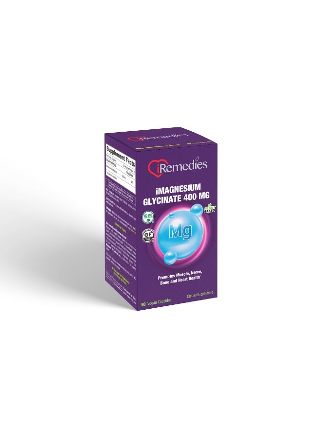 iRemedies iMagnesium Glycinate 400mg - Highly Absorbable Magnesium for Muscle, Nerve, and Sleep Support - 90 Capsules - Image 2