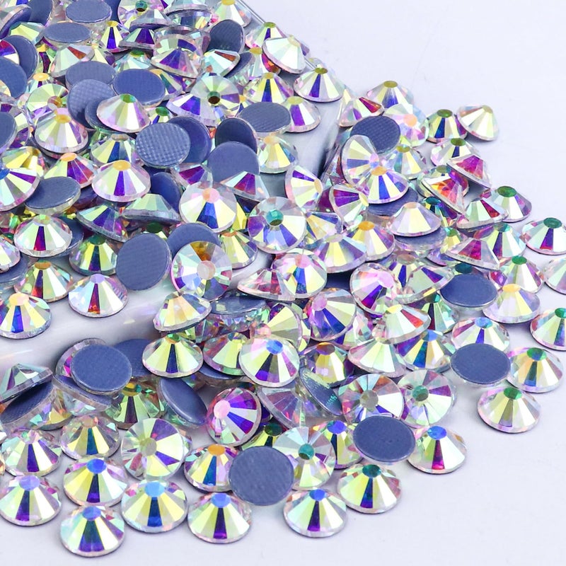 Dowarm 1440 Pieces Hotfix AB Rhinestones Hotfix Crystals for Crafts Clothes Flatback Glass Crystal Rhinestone AB Stones for Decoration SS12