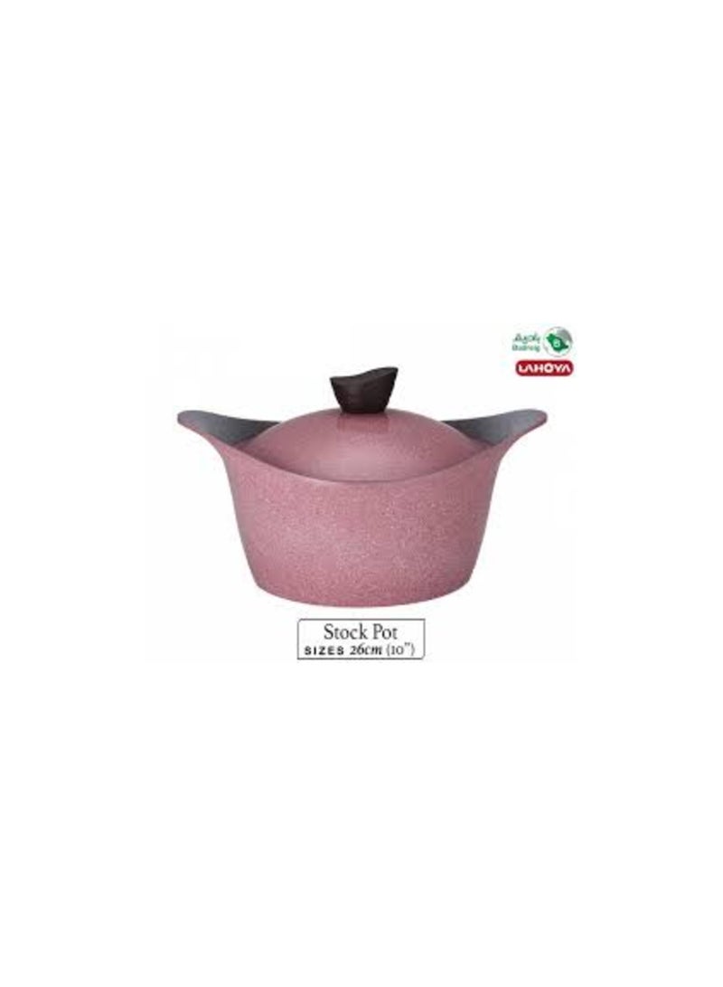 LAHOYA Pink granite pot with lid, 26 cm, 5.4 litres