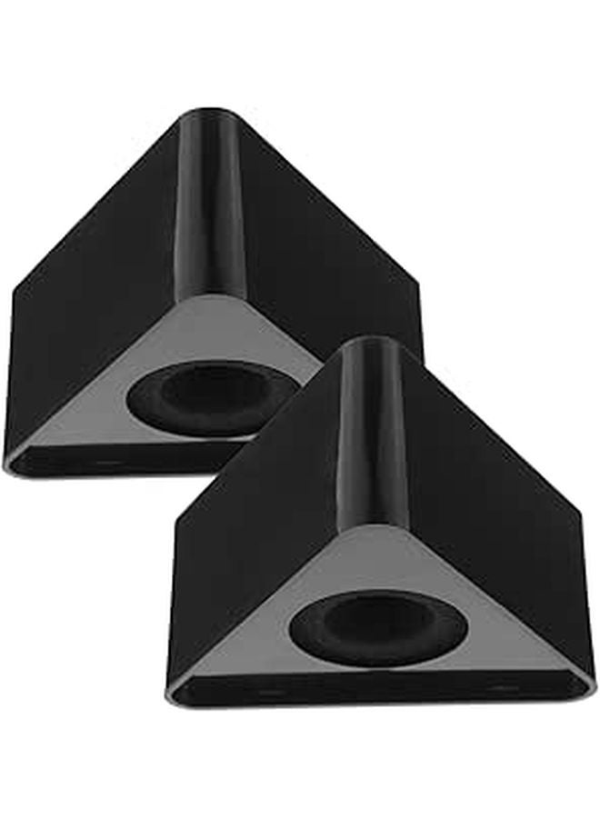 Black Microphone Flag Stand 2 Pack Triangular Emblem Holder for TV Conference Interview Desktop - Image 1