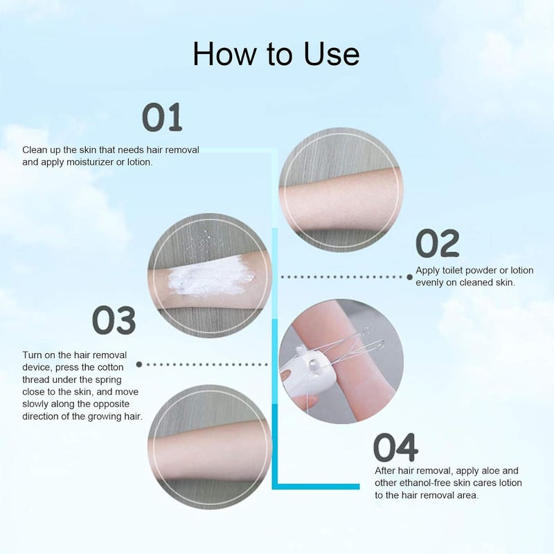 klarako Threading Hair Removal Epilator, Electric Physical Threading Facial Body Hair Removal Epilator for Women, USB Hair Removal Machine with 2 Cotton Thread for Remove Eyebrow Lip Chin Cheeks Hair(Gold) - Image 2