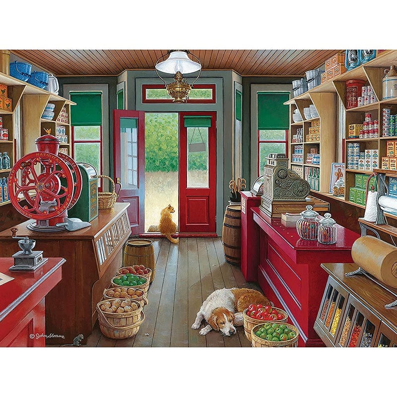 Bits and Pieces - 500 Piece Jigsaw Puzzle for Adults 18" x 24" - Slow Day - 500 pc Cat Pet Store Dog Nap Shop Vintage Jigsaw by Artist John Sloane - Image 2