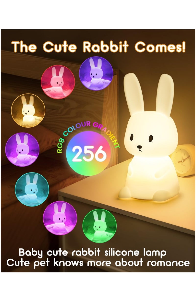 GUDOO Baby Night Light Kids with 256 Colours Change & 3H Timer,Bunny Girls Baby Night Light Newborn Touch Night Lamp,Rechargeable Cute Lamp Toddler Night Light for Children Nursery Night Light Bedroom - Image 2