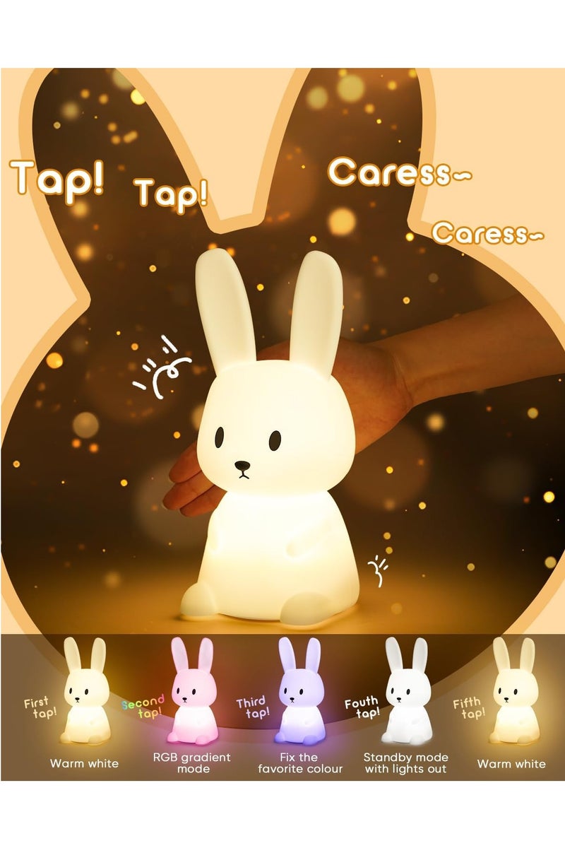 GUDOO Baby Night Light Kids with 256 Colours Change & 3H Timer,Bunny Girls Baby Night Light Newborn Touch Night Lamp,Rechargeable Cute Lamp Toddler Night Light for Children Nursery Night Light Bedroom - Image 5
