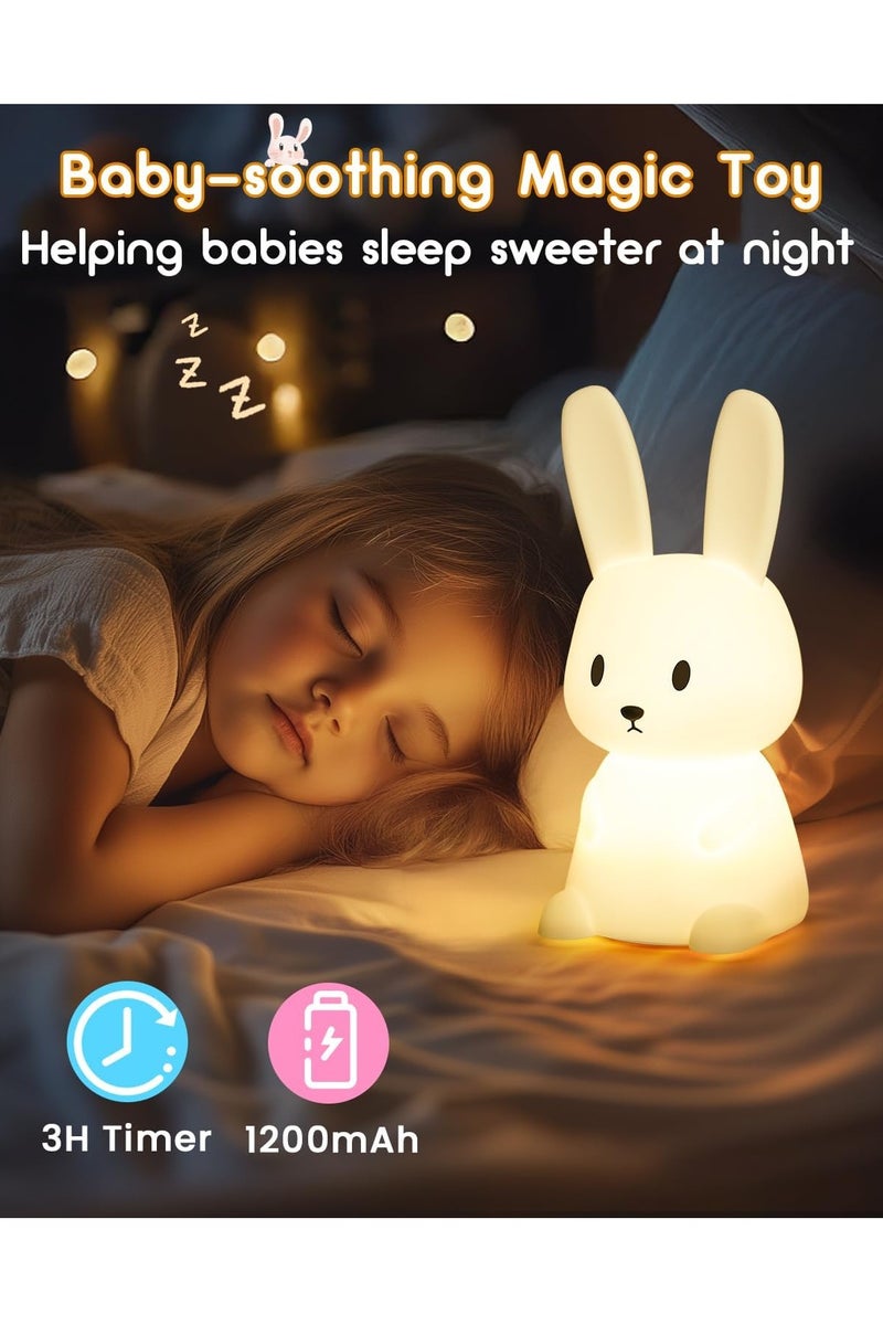 GUDOO Baby Night Light Kids with 256 Colours Change & 3H Timer,Bunny Girls Baby Night Light Newborn Touch Night Lamp,Rechargeable Cute Lamp Toddler Night Light for Children Nursery Night Light Bedroom - Image 4