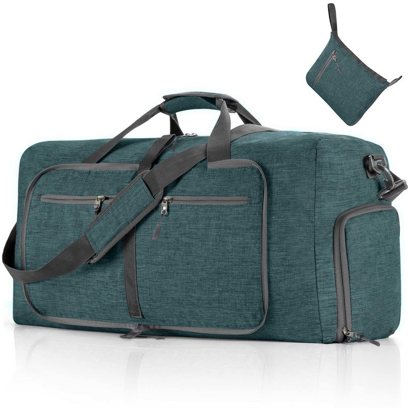 Vomgomfom Travel Duffle Bag for Men 115L Foldable Travel Duffel Bag with Shoes Compartment Overnight Bag for Men WomenGreen - Image 2