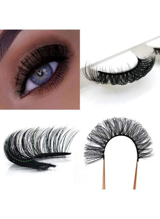 royaomis - 3D Plant Fibre Russian Strip Lashes D Curl Lash Strips Natural False Lashes Mink Wispy Fake Lashes D Curl Strip Lashes Natural Wispies Mink Eyelashes Faux Mink Eyelashes Natural Look (Sdc09) - Image 1
