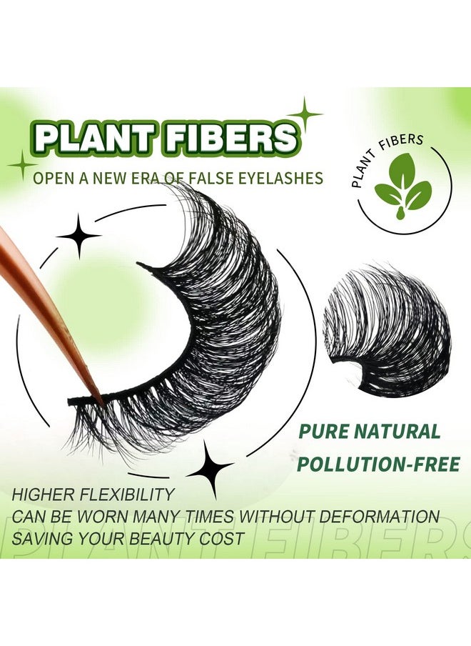royaomis - 3D Plant Fibre Russian Strip Lashes D Curl Lash Strips Natural False Lashes Mink Wispy Fake Lashes D Curl Strip Lashes Natural Wispies Mink Eyelashes Faux Mink Eyelashes Natural Look (Sdc09) - Image 1