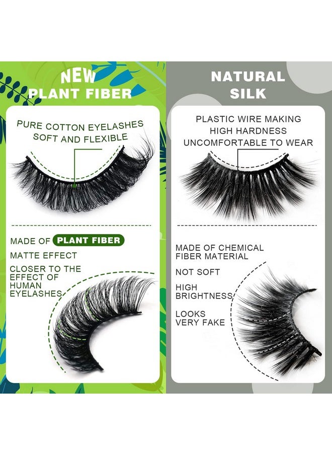 royaomis - 3D Plant Fibre Russian Strip Lashes D Curl Lash Strips Natural False Lashes Mink Wispy Fake Lashes D Curl Strip Lashes Natural Wispies Mink Eyelashes Faux Mink Eyelashes Natural Look (Sdc09) - Image 1