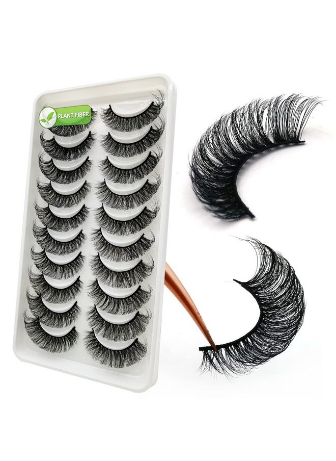 royaomis - 3D Plant Fibre Russian Strip Lashes D Curl Lash Strips Natural False Lashes Mink Wispy Fake Lashes D Curl Strip Lashes Natural Wispies Mink Eyelashes Faux Mink Eyelashes Natural Look (Sdc09) - Image 1