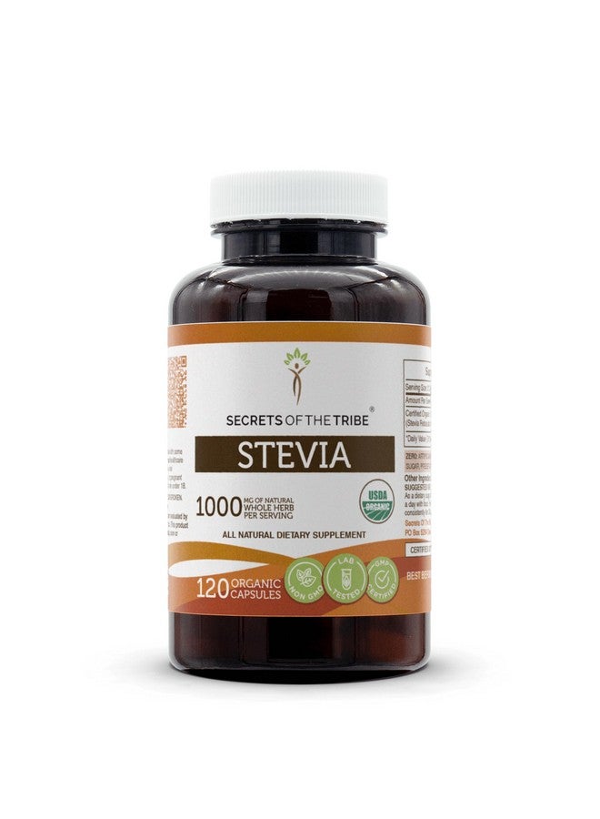 Secrets of the Tribe Stevia 120 Capsules, 1000 mg, USDA Organic Stevia (Stevia Rebaudiana) Dried Leaf (120 Capsules) - Image 1