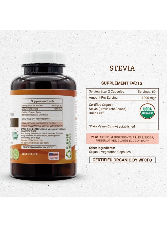 Secrets of the Tribe Stevia 120 Capsules, 1000 mg, USDA Organic Stevia (Stevia Rebaudiana) Dried Leaf (120 Capsules) - Image 4