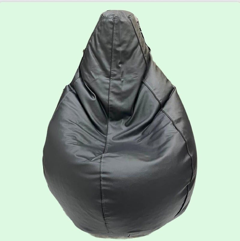 OHSTORE Premium Bean Bag Chair Ultra Comfortable Durable Faux Leather Cover Lightweight Ergonomic Lounge Seat for Home Office Gaming Relaxation GreyBlackXLBB - Image 2