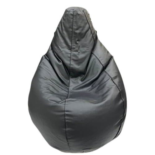 OHSTORE Premium Bean Bag Chair Ultra Comfortable Durable Faux Leather Cover Lightweight Ergonomic Lounge Seat for Home Office Gaming Relaxation GreyBlackXLBB - Image 1