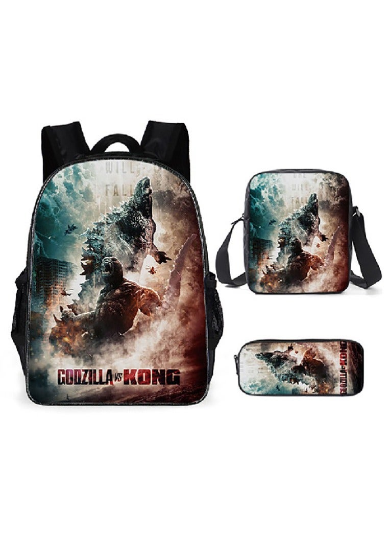 Godzilla New Godzilla Student Backpack Three-piece Set 29*16*42cm