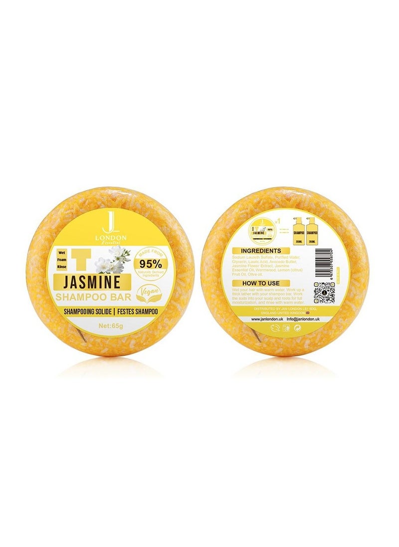 JAN LONDON JL Essential Jasmine Shampoo Bar, Crafted with 95% Naturally Derived Ingredients for Strengthening, Moisturizing, and Scalp Care, Eco-Friendly and Cruelty-Free Hair Solution for Men and Women 65g  - Image 3