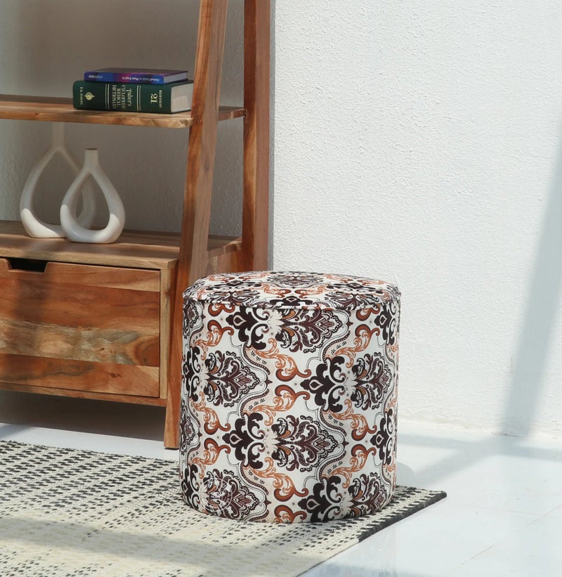 Orin Round Pouf - Dark Color Fabric Upholstery (40x40x40)