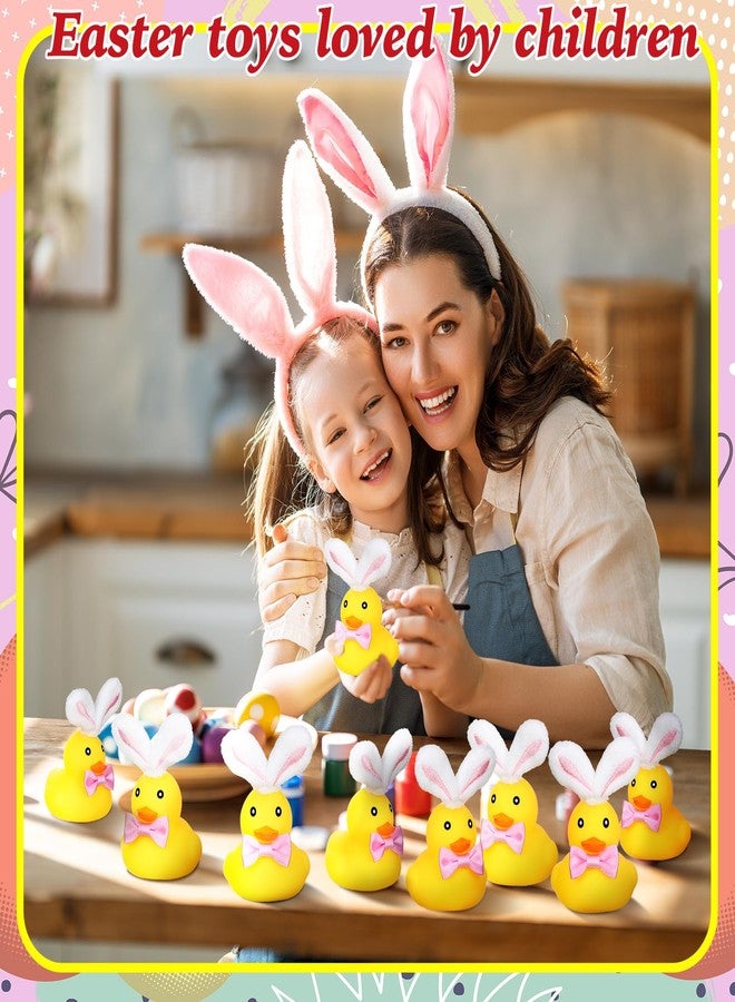 Liliful 36 Pcs Easter Rabbit Ear Tie Duck Easter Rubber Duck with Plush Rabbit Ears Small Bow Mini Floating Squeaky Rubber Ducks Bath Toys for Baby Shower Holiday Decor Home Birthday - Image 4